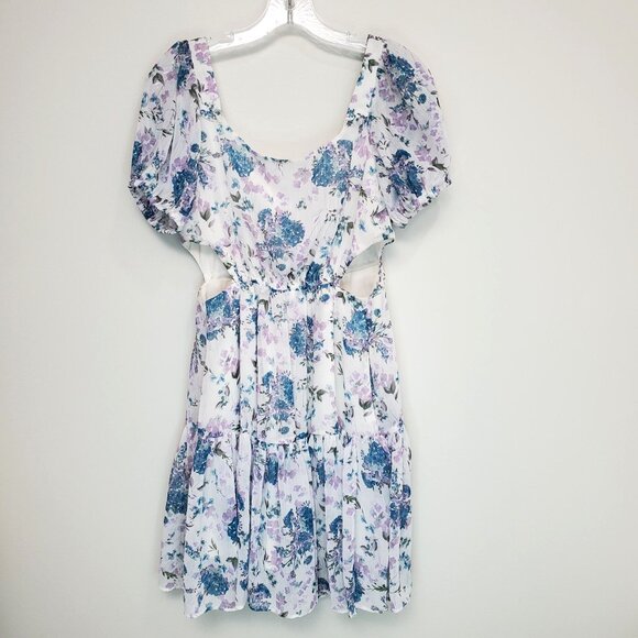 Taylor Womens Dress Size 2 Summer Sundress Floral Cut Out Cottage Ruffle White - Picture 6 of 12